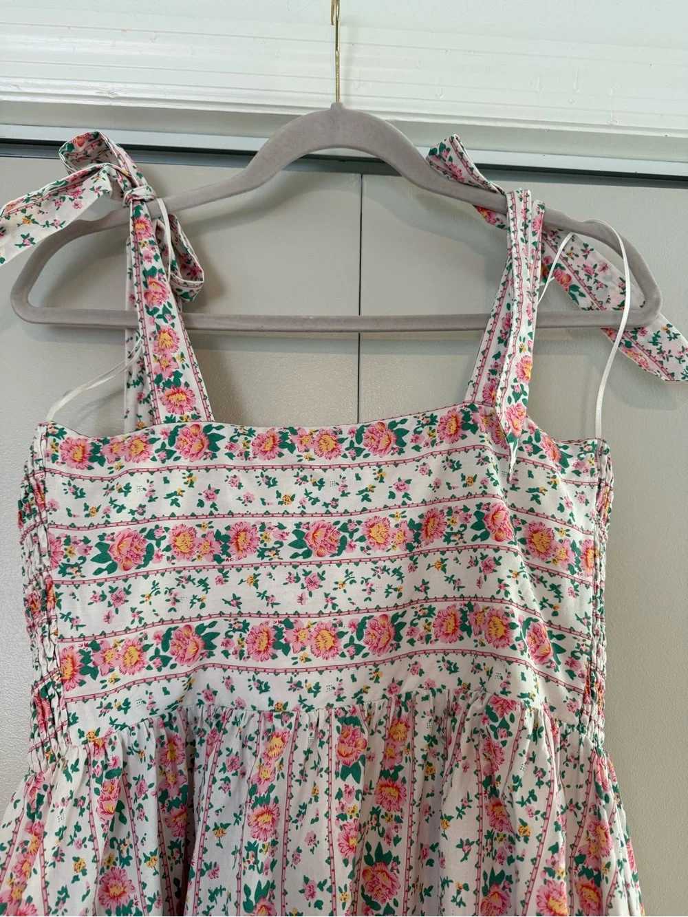 Tuckernuck White Midi Dress with Pink and Green Floral Print - Picture 11 of 12